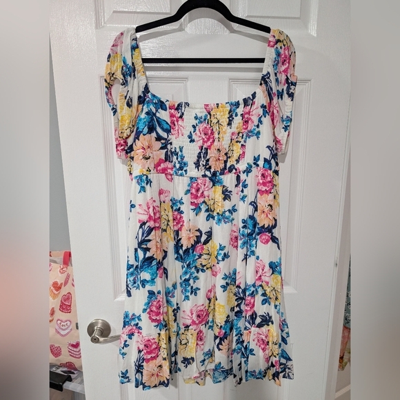 NWT Torrid Floral White Mini Gauze Puff Sleeve Skater Dress in Size 2 (18/20) - Picture 10 of 12